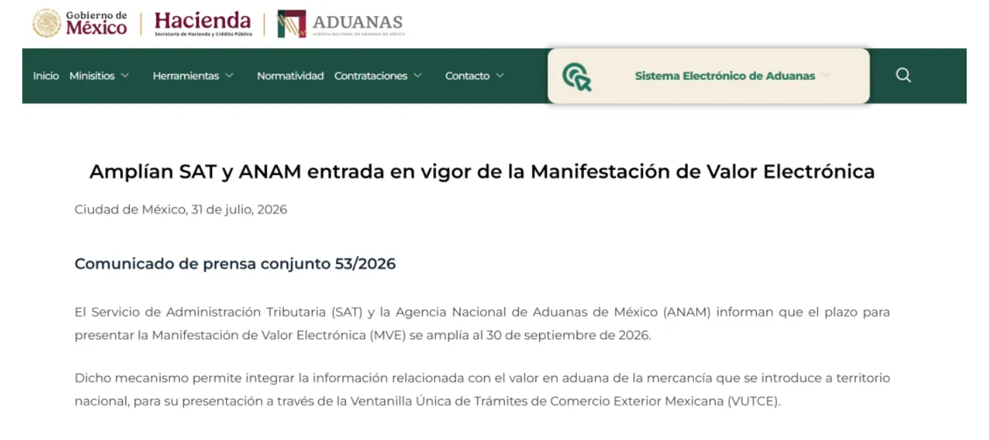 四次调整!墨西哥 MVE 申报延期,还有两个月窗口期(图1) 四次调整!墨西哥 MVE 申报延期,还有两个月窗口期(图1)